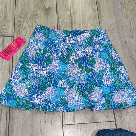 LillyPulitzer Zadora High Rise Skort Las Olas Aqua Strong Current Sea XS - Picture 4 of 5